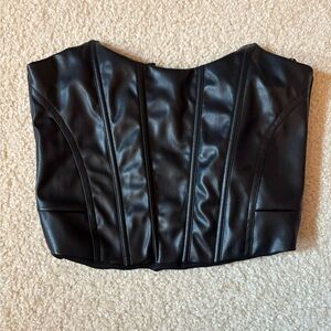 Black Faux Leather Corset Top